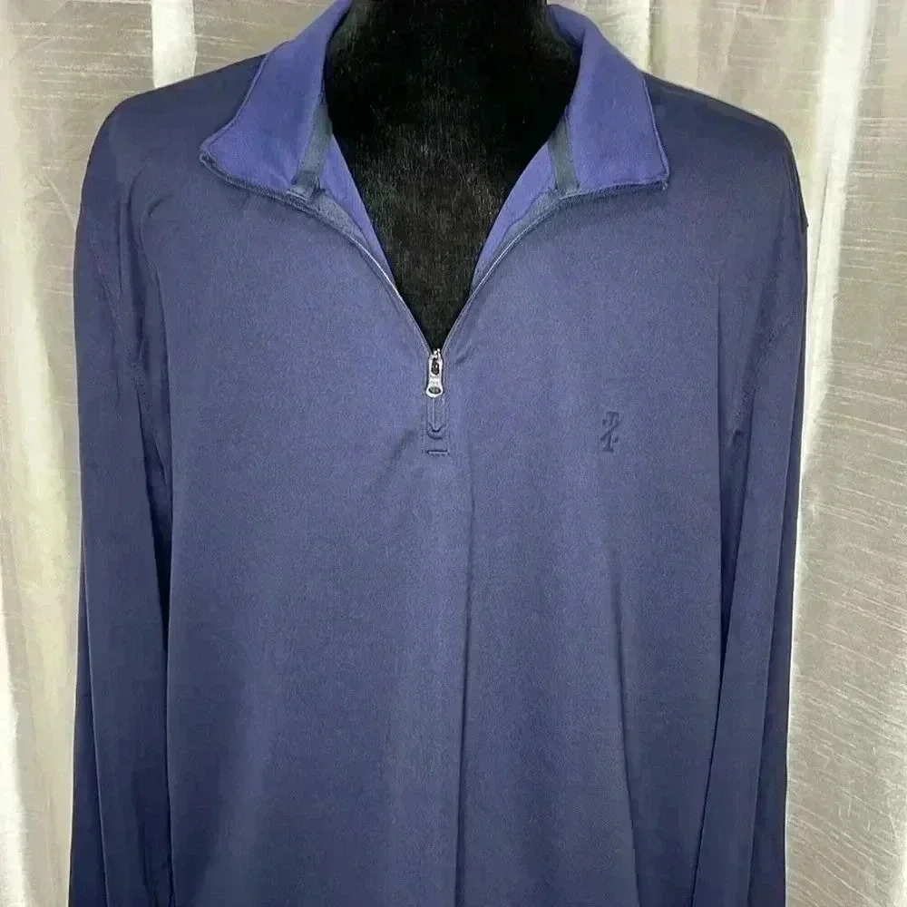 Izod Golf Men’s Large Navy Long Sleeve 1/4 Zip Polyester Pullover Shirt